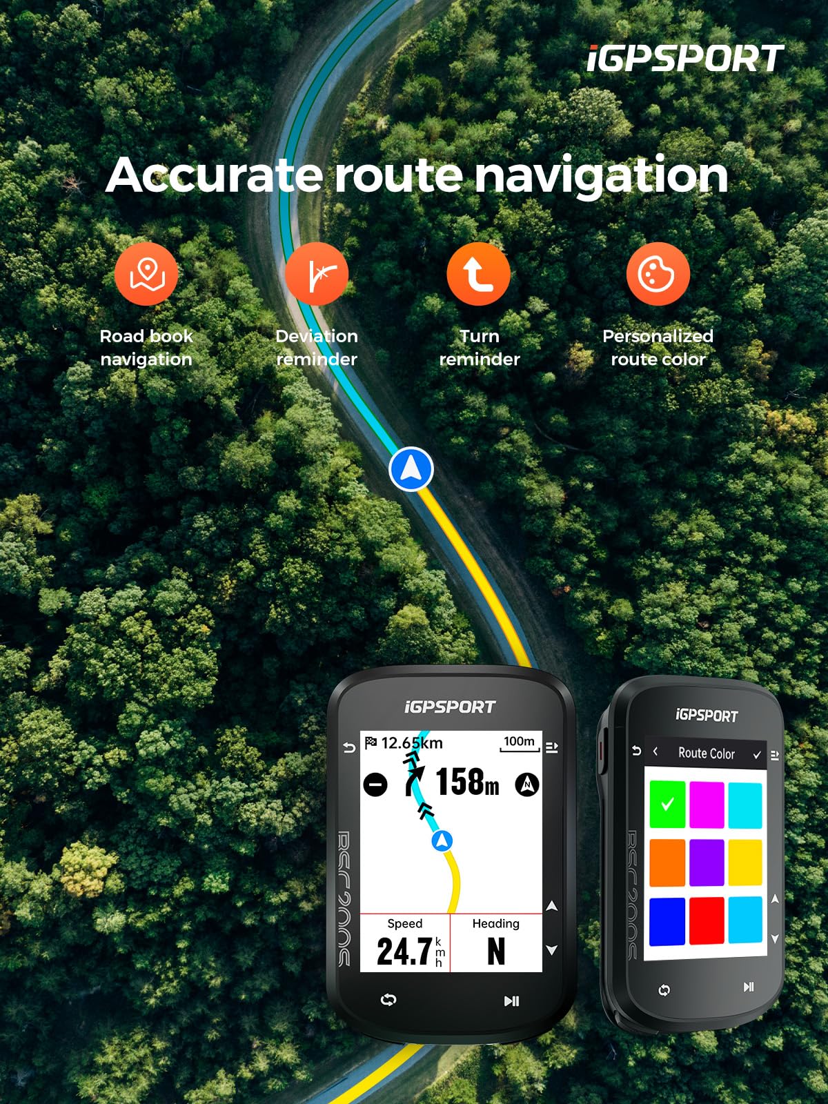 iGPSPORT BSC200S GPS Bike Computer, Wireless Route Navigation 2.4'' Screen Bluetooth ANT+ Cycle Computer IPX7 Waterproof (BSC200S)