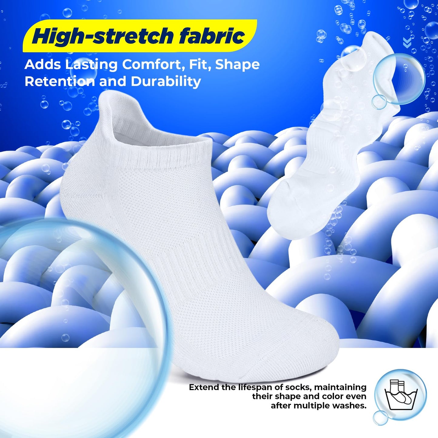 TANSTC Ankle Athletic Low Cut Socks,Running Sports White Men's Sock,Mesh Breathable and Arch Support Non-Slip,Comfortable Cushioned Heel Tab Thick Cotton Women Socks,6 Pairs