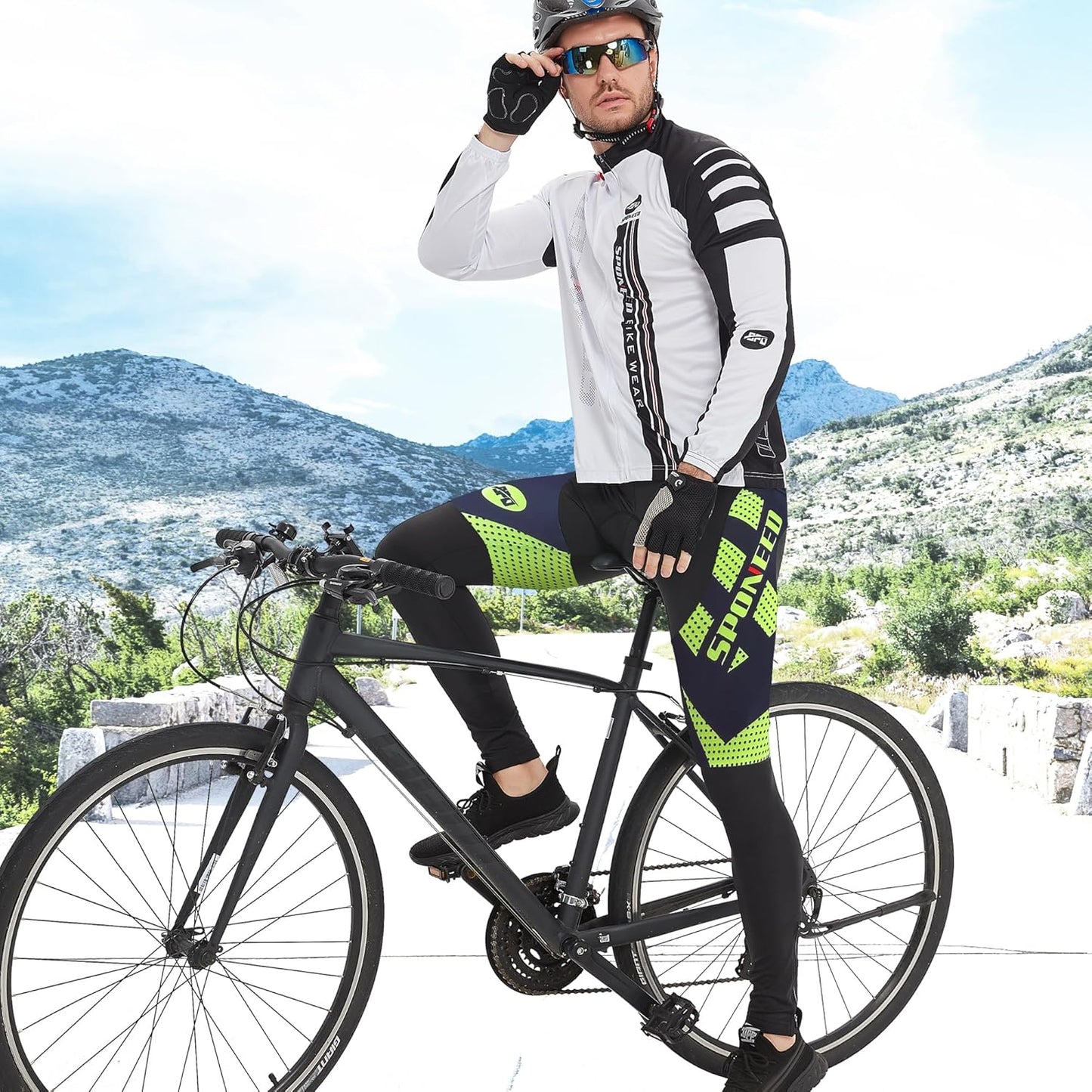 sponeed Men's Bicycle Pants 4D Padded Road Cycling Tights Leggings Outdoor Cyclist Riding Bike Wear