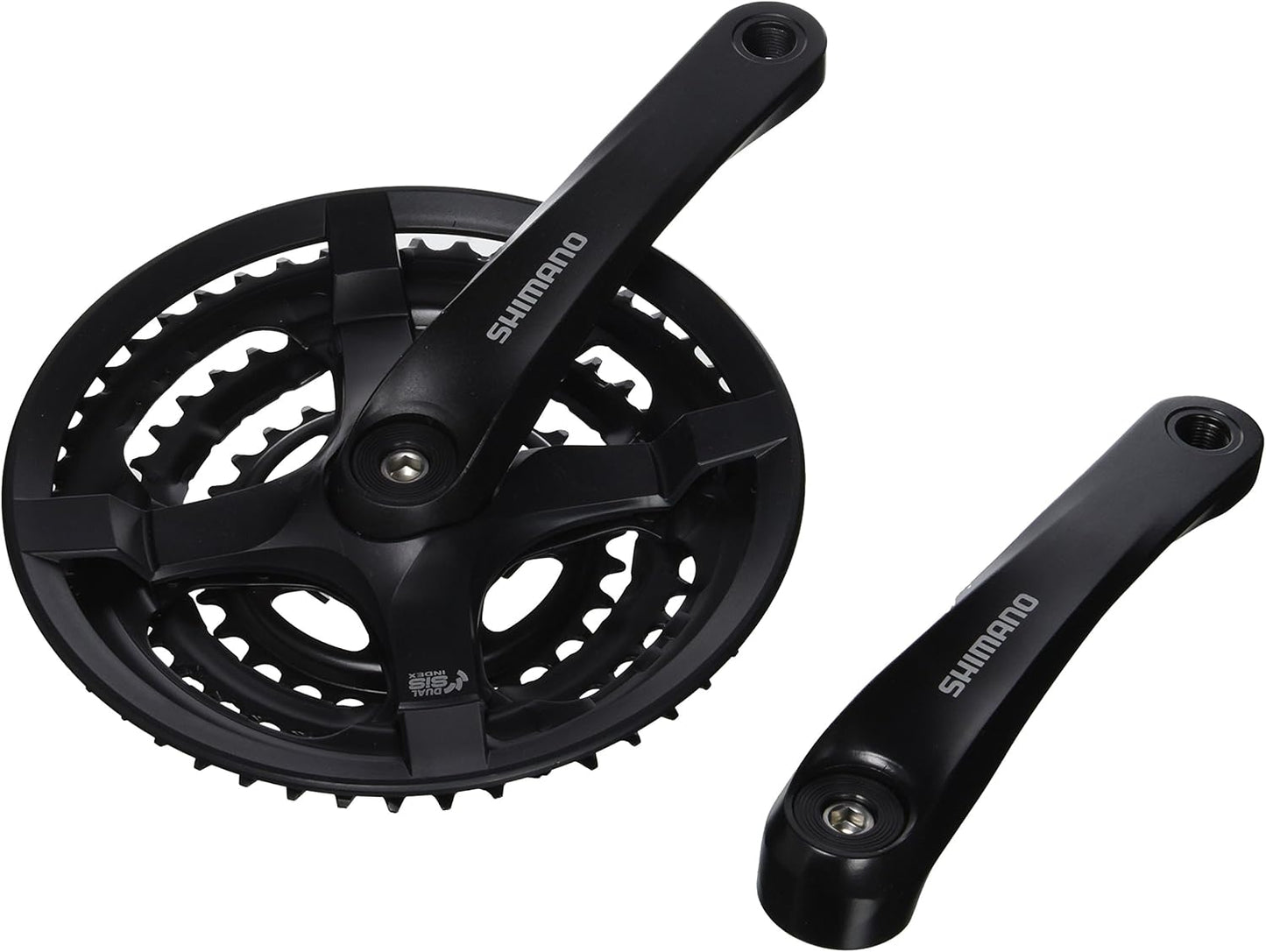 Shimano Tourney Alu-Kettenradgarnitur Kurbel 170 mm 48/38 / 28 Zähne mit Kettenschutzring, Silber- Schwarz, 6550