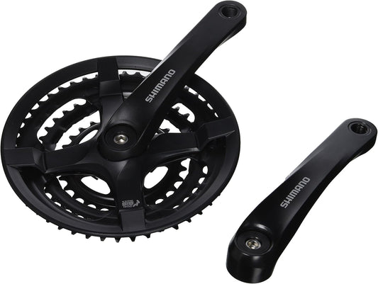 Shimano Tourney Alu-Kettenradgarnitur Kurbel 170 mm 48/38 / 28 Zähne mit Kettenschutzring, Silber- Schwarz, 6550