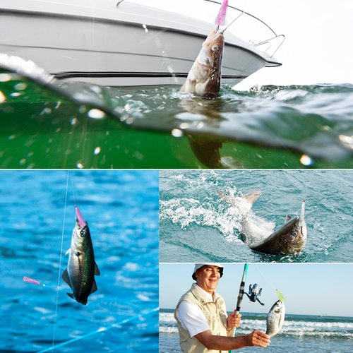 OROOTL Fishing Teasers, 18pcs Mylar Flash Bucktail Teaser Trolling Skirt Lure Tail for Saltwater Fishing Flounder Rigs Cod Sea Bass Wahoo, White