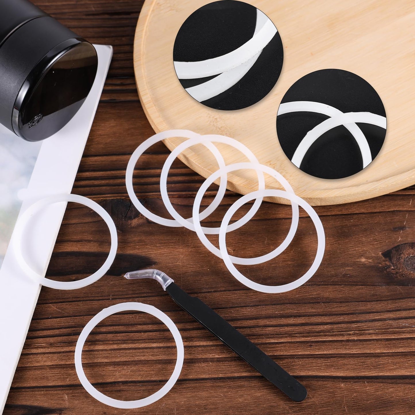 6pcs Silicone O-Rings for Water Bottle, Wide Mouth Seals Replacement with Tweezers Water Bottle Replacement Gaskets for Hydroflask 12/16/24/32/40 oz Bottles