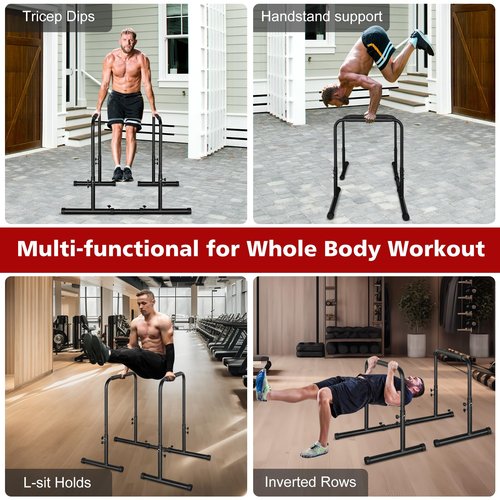LSKSSNG Dip Stand Station, Adjustable Height Dip Station for Strength Training, Heavy Duty Steel Parallel Push Up Stand, Home Gym Fitness Workout Dip bar Station,Tricep Dips, Pull-Ups, Push-Ups