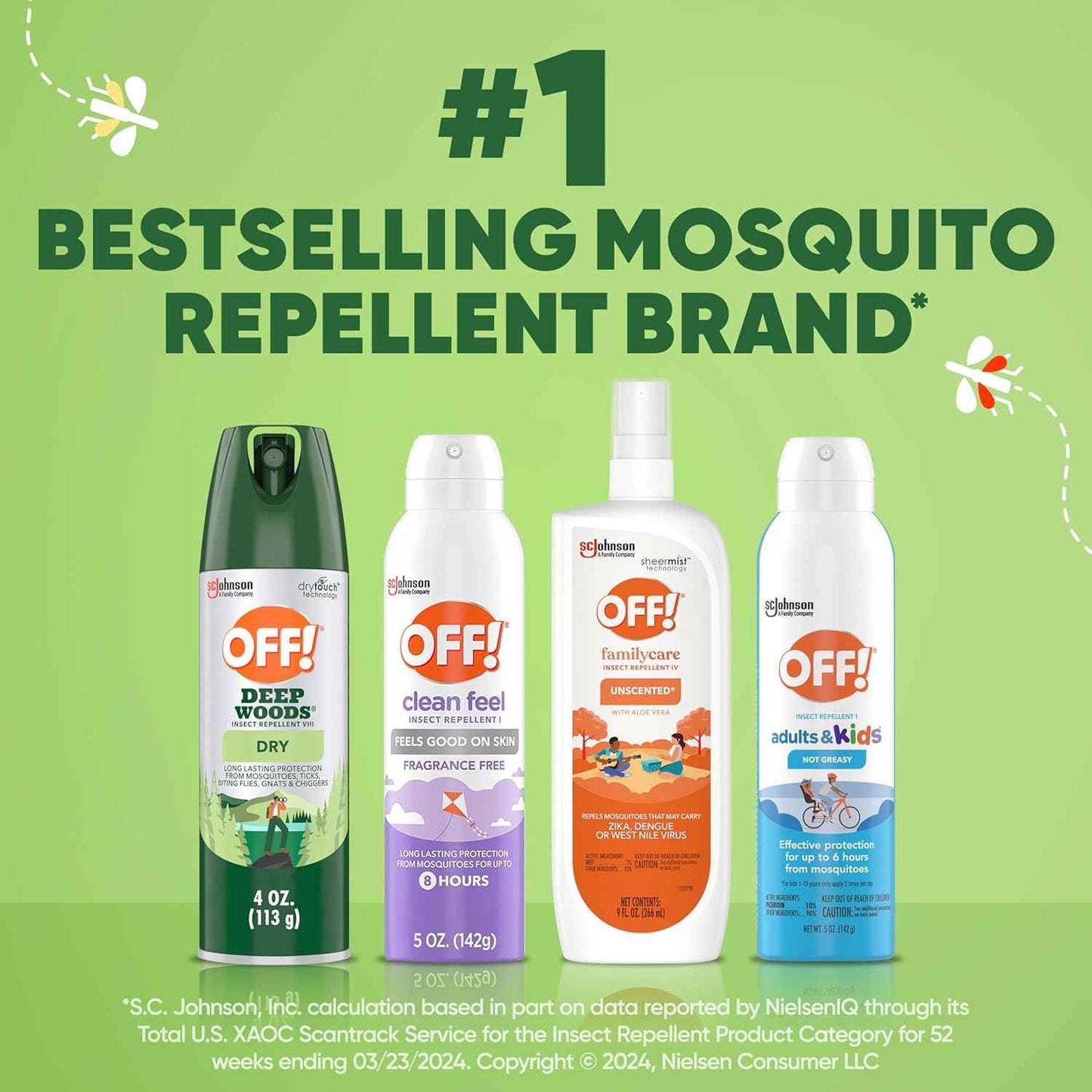 OFF! Deep Woods Mosquito & Tick Repellent Spray - 4 Oz, Non-Greasy, 2 Pack