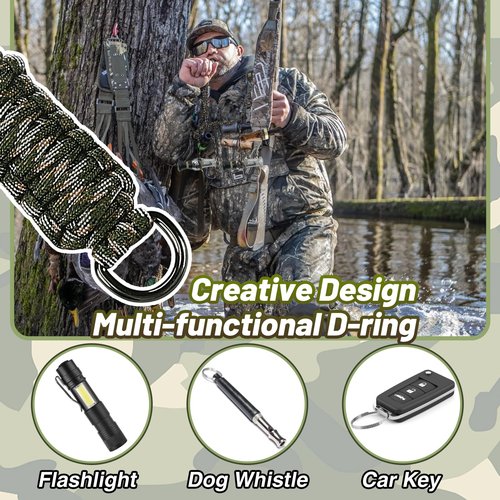 Duck Call Lanyard - Duck Whistle Hunting Accessories with 10 Removable Loops, Camo Woven Goose Call Carry, Christmas Outdoor Predator Gear Gifts for Hunter - Without Duck Call