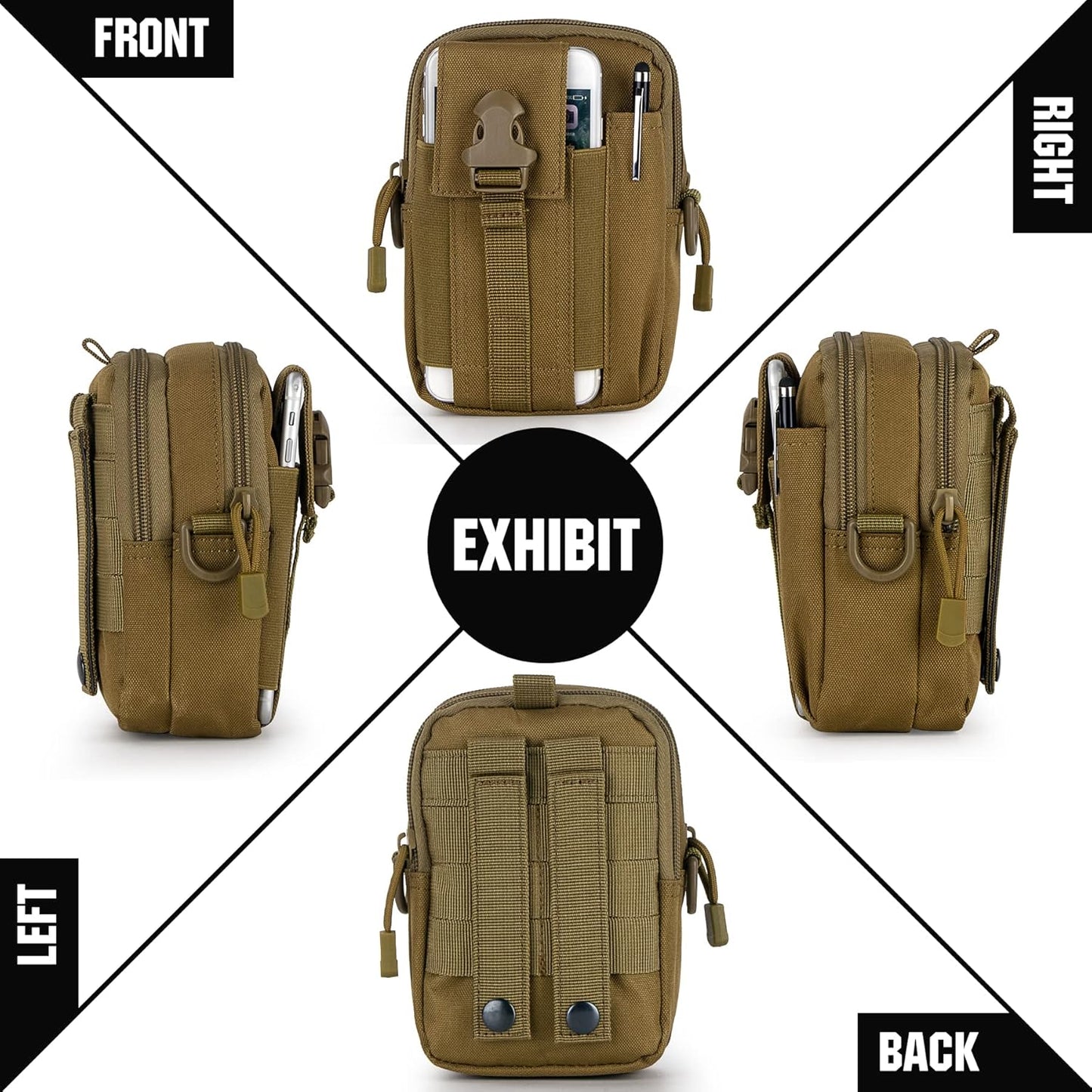 IronSeals Tactical Molle Phone Pouch Compact Utility Belt Waist Bag with Shoulder Strap for iPhone 14 Plus/14 Pro Max/14 Pro/14/13 Pro Max/13/12 Pro