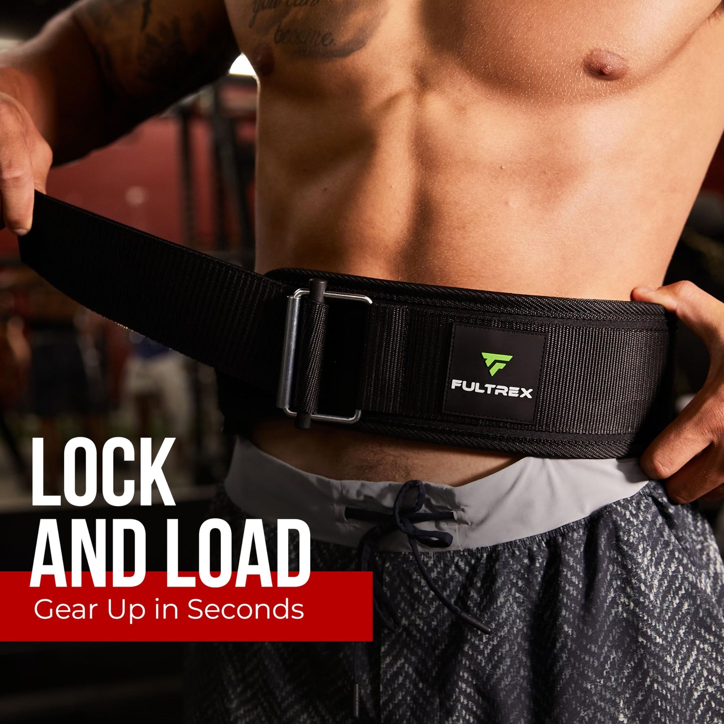 Fultrex Self-Locking Weight Lifting Belt - 4-inch Gym Belt for Men, Weight Belt for Men, Lever Belt Weightlifting, Crossfit Weightlifting Belt, Weight Lifting Belts, Weight Belts for Lifting Men