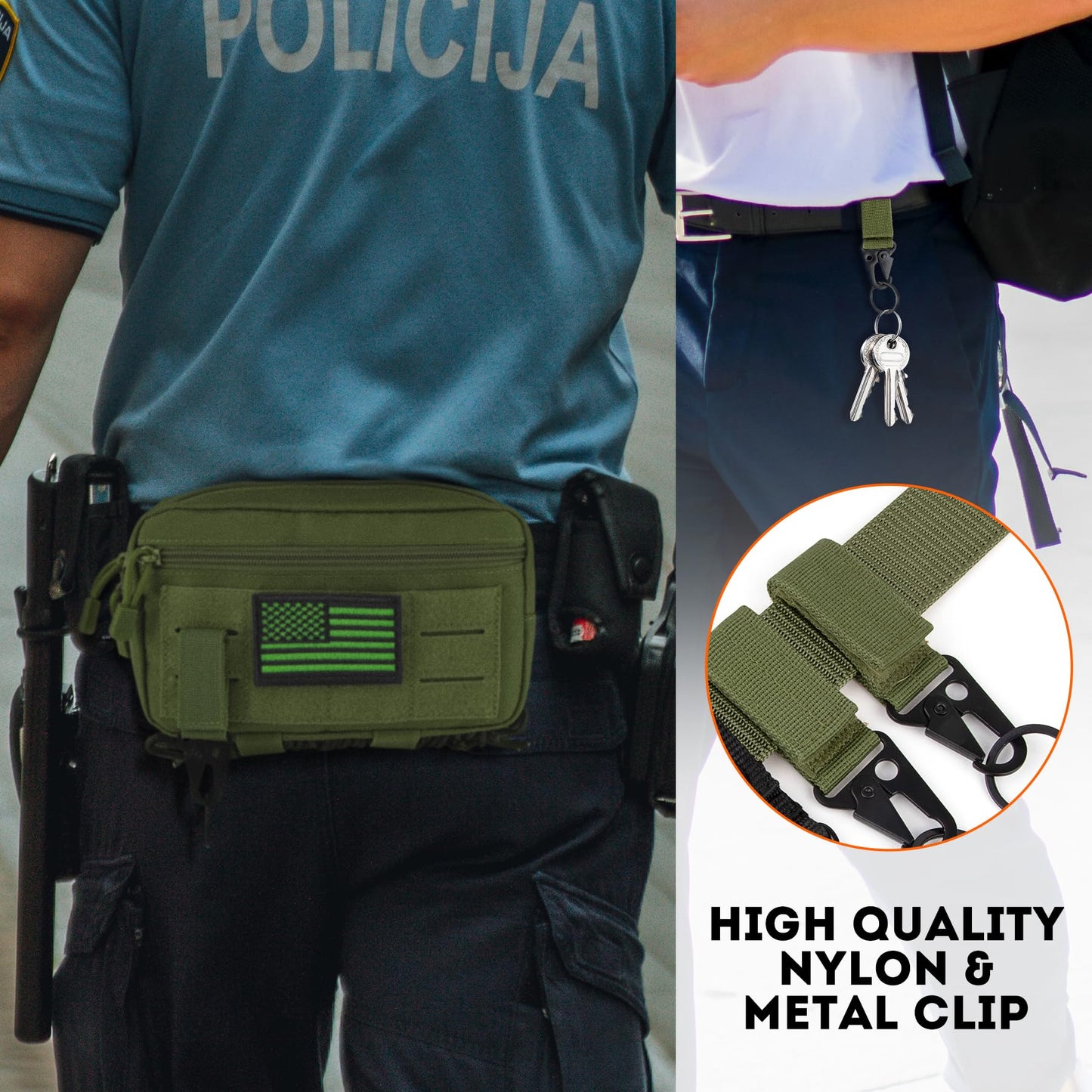 IronSeals Tactical Molle Horizontal Admin Pouch Multi-Purpose Laser-Cut EDC Tool Pouch Molle Attachment Bag Flag Patch Included