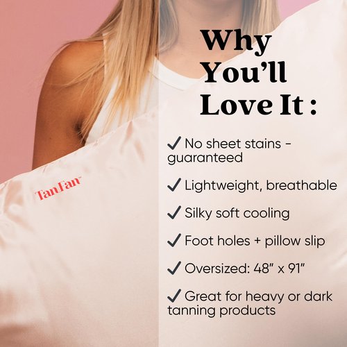 Tan Fan Self Tan Sleep Sac – Dark Tan Edition (Pink) – Protect Sheets From Dark Tanner - No Transfer Guarantee – 100% Silky Cool, Thicker Bottom, Lightweight Top, Foot Openings – Large Roomy Comfy