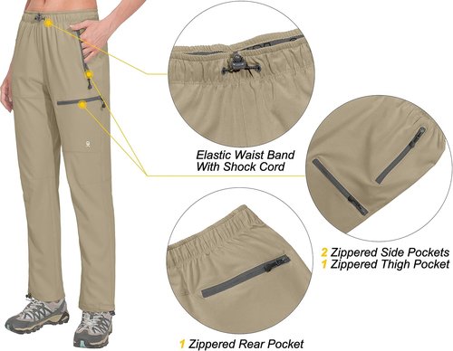 Little Donkey Andy Women's Lightweight Quick Dry Cargo Hiking Pants UPF 50+ Stretch Travel Casual Trousers