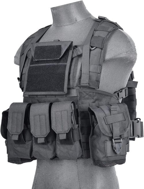 Lancer Tactical Airsoft Paintball Vest M4 M16 MOLLE Modular Chest Rig w/Quick Release Buckles (Small to Extra Large)
