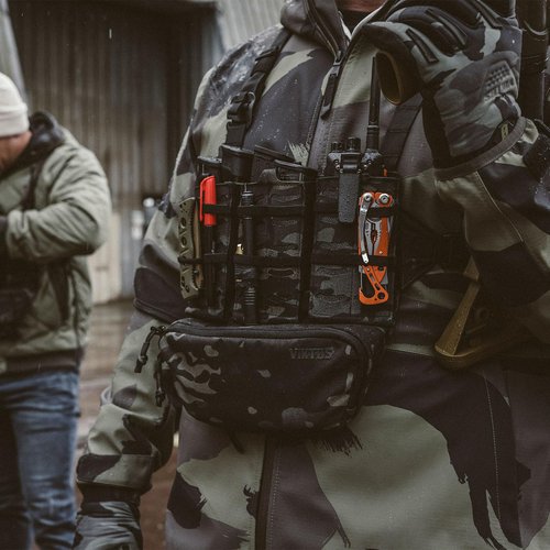 VIKTOS Taculus MX Tactical Versatile Durable Adjustable Waterproof Elastic Webbing EDC Vest Chest Rig with Belly Pouch, Multicam Black