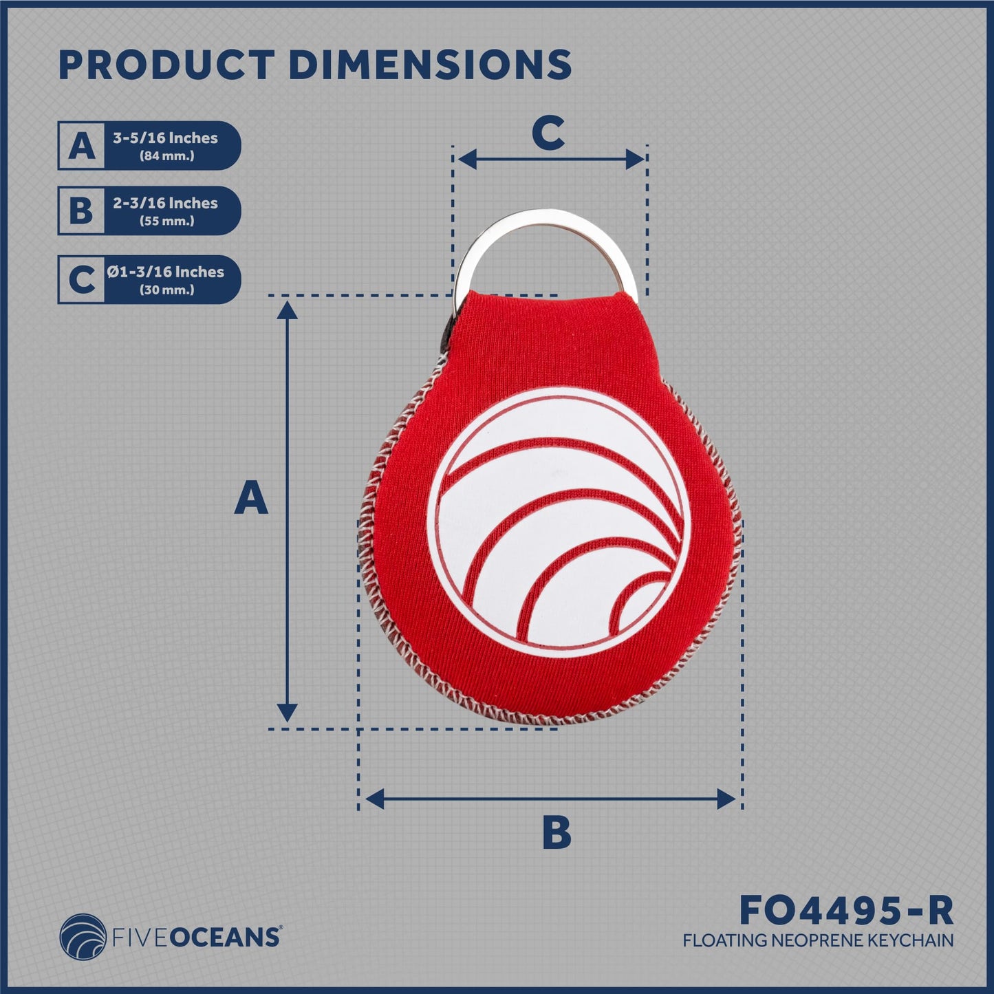 Five Oceans Floating Neoprene Keychain, Red - FO4495-R