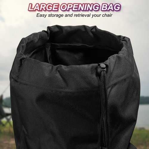 PATIKIL 48 Inch Camp Chair Replacement Bag, 1 Pack Foldable Camping Chair Bag 900D Oxford Large Mouth Carry Bag with Adjustable Shoulder Strap for Outdoor Camping, Black