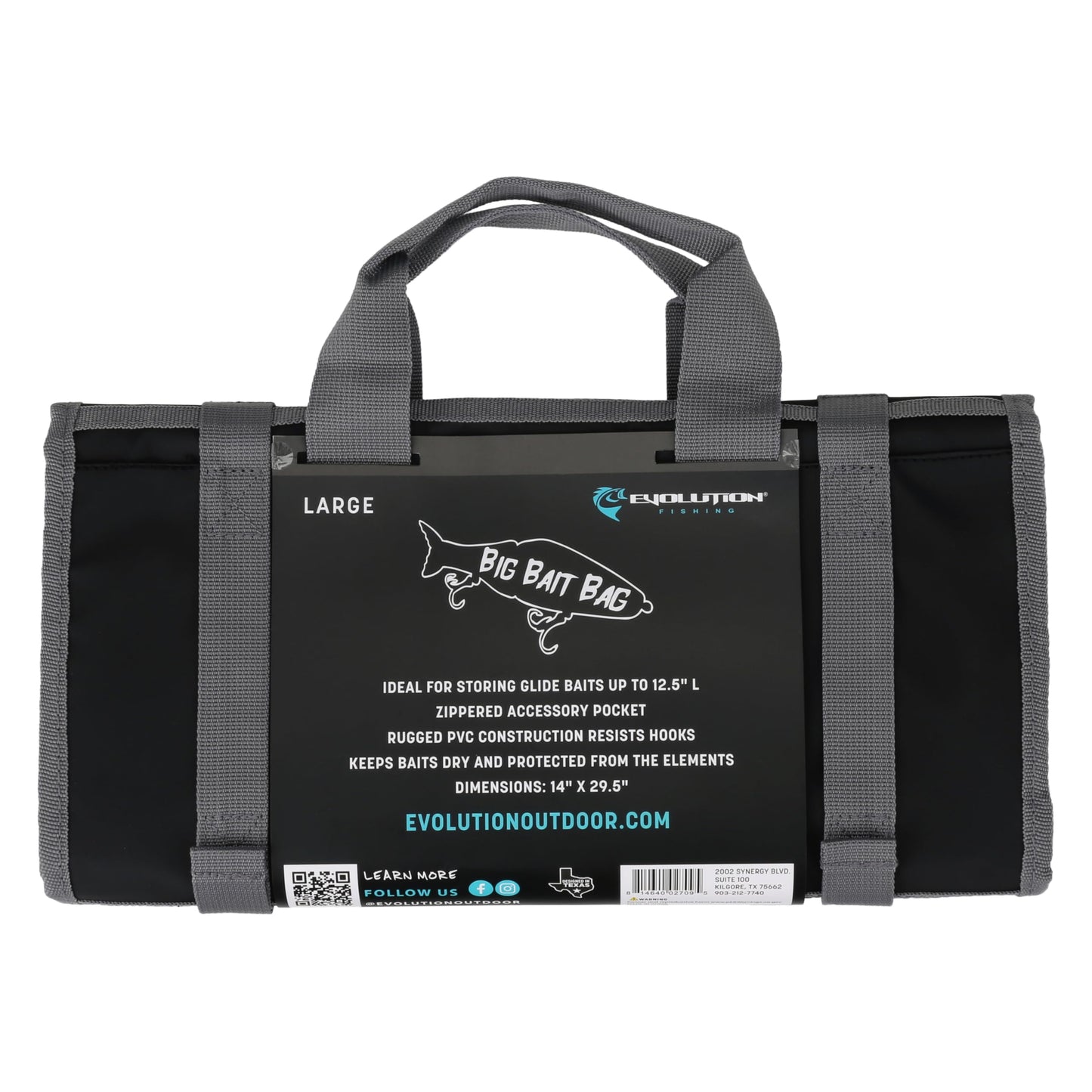 Evolution Fishing Big Bait Bag - 14 in., Roll-Up Lure Bag, Durable, Portable Storage for Large Baits & Gear