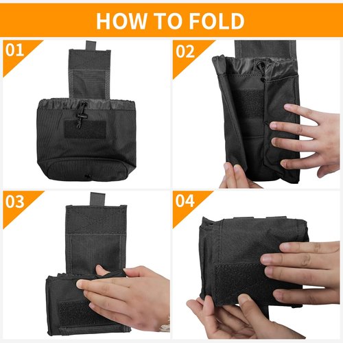 Dump Pouch, Molle Dump Pouch for Belt, Folding Military Tactical Mag Drop Pouch Black