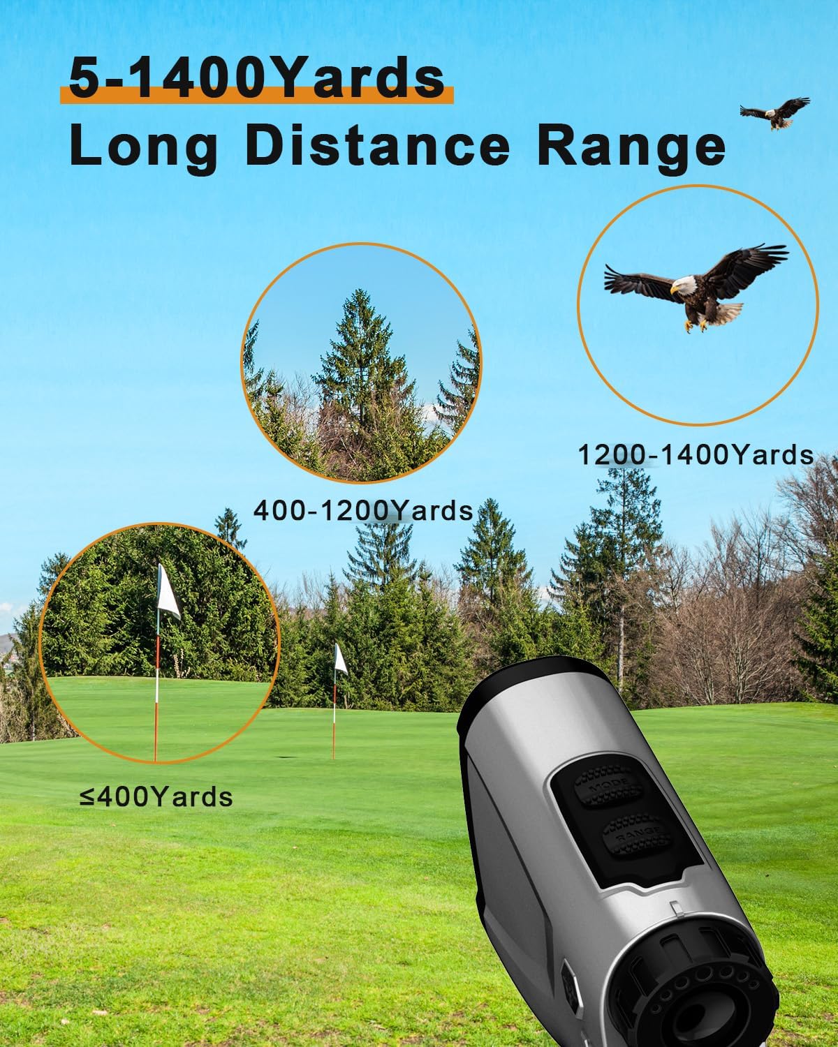Golf Rangefinder 650/1200/1700 Yards Range Finder Golfing 6X Magnification 0.5 Yard Accuracy Flag Pin Lock Vibration Fast Focus