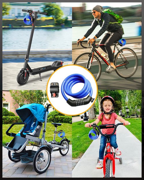 Everyfun Bike Lock Cable with Combination,High Security 5-Digit Resettable Combination Bicycle Lock Anti-Theft, Scooter Lock with Mounting Bracket for Bikes and Scooters(Blue)