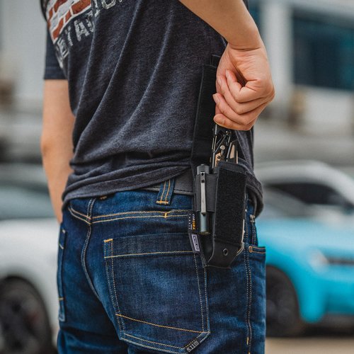 TACTICAL GEEK EXT8 EDC Belt Organizer, Molle Multitool Sheath, Nylon Flashlight Holster, EDC Pocket Organizer for, Small Tool Organizer Pouch Accessories for Daily Carry Black