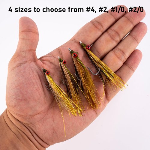 Dr.Fish 6 Pack Clouser Minnow Fishing Flies Streamer Hand Tied Bass Fly Fishing Lure Artificial Baitfish Smallmouth Saltwater Freshwater Striper Flounder Lures #2