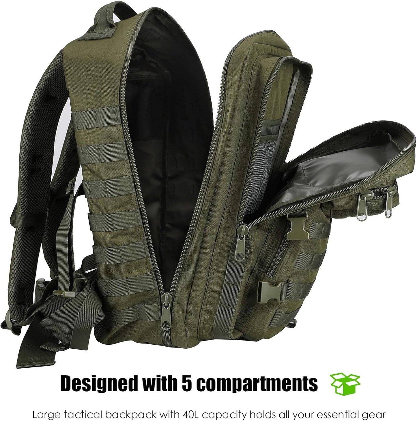 ProCase Tactical Backpack Bag 40L Large 3 Day Military Army Outdoor Assault Pack Rucksacks Carry Bag Backpacks