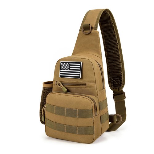 Love Deliver Sling Backpack Tactical Sling Bag for Men, Chest Bag Daypack Crossbody for Travel Sport Running Hiking,Yellow-brown