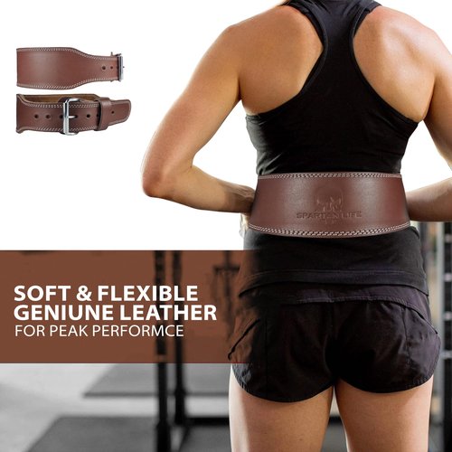 Victorbudo USA Spartan Weight Lifting Belt (5mm Thick) - Genuine Leather Lifting Belt Gym for Men & Women - Functional Workout Belt - Gym Belt for Weightlifting, Powerlifting, Squat & Deadlift - Adjustable Weightlifting Belt (Brown, Medium (47" Length))
