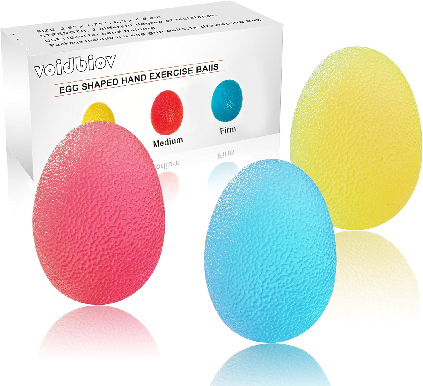 Hand Squeeze Stress Balls Set with Carry Bag 3 Resistance, Finger Wrist Arthritis Therapy Rehab Exerciser, Carpal Tunnel, Stroke Rehabilitation Equipment