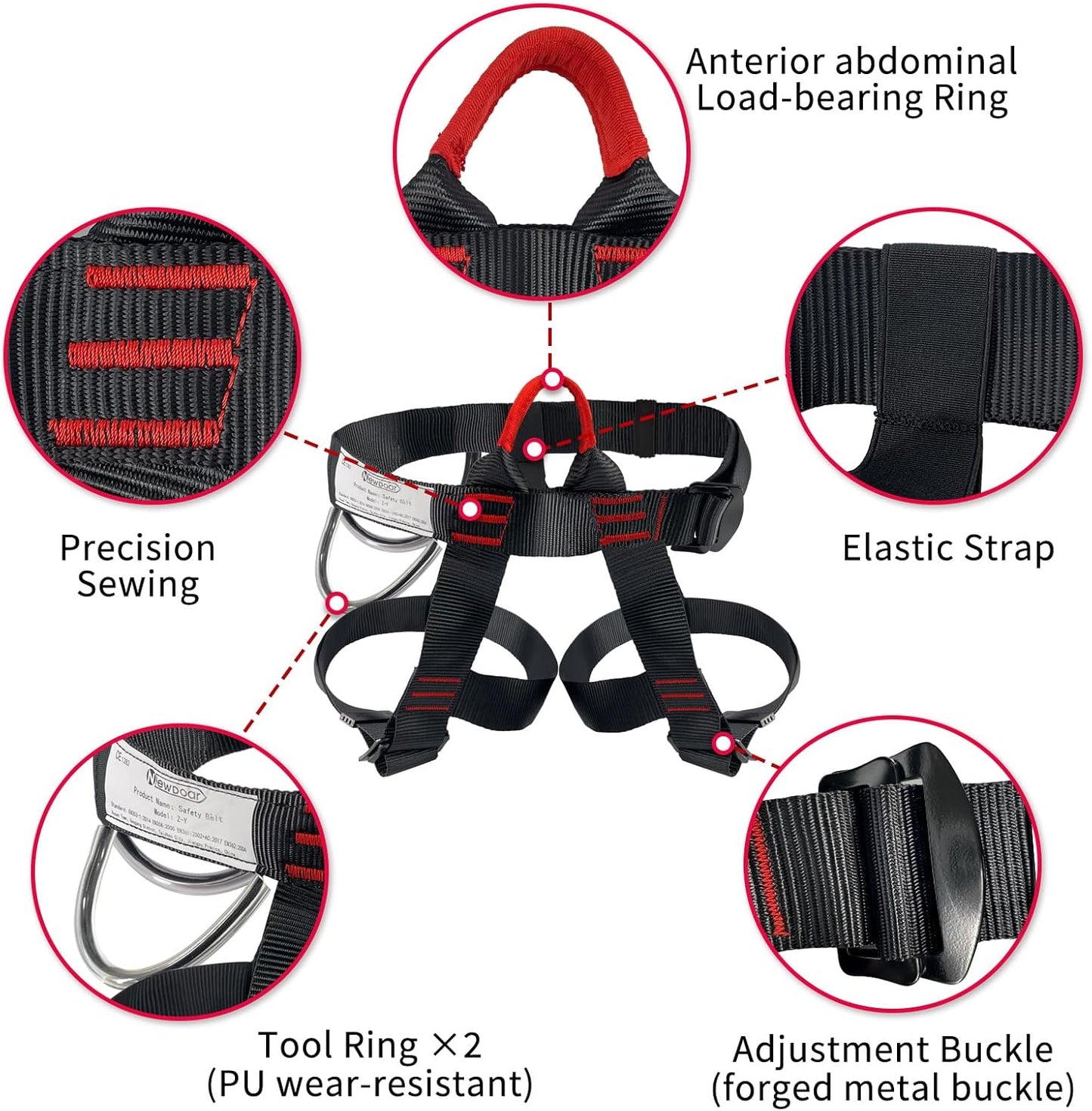 NewDoar Climbing Harness, Mountaineering Rock Climbing Harness, Half Body Harness for Rappelling Fire Rescuing Tree Climbing