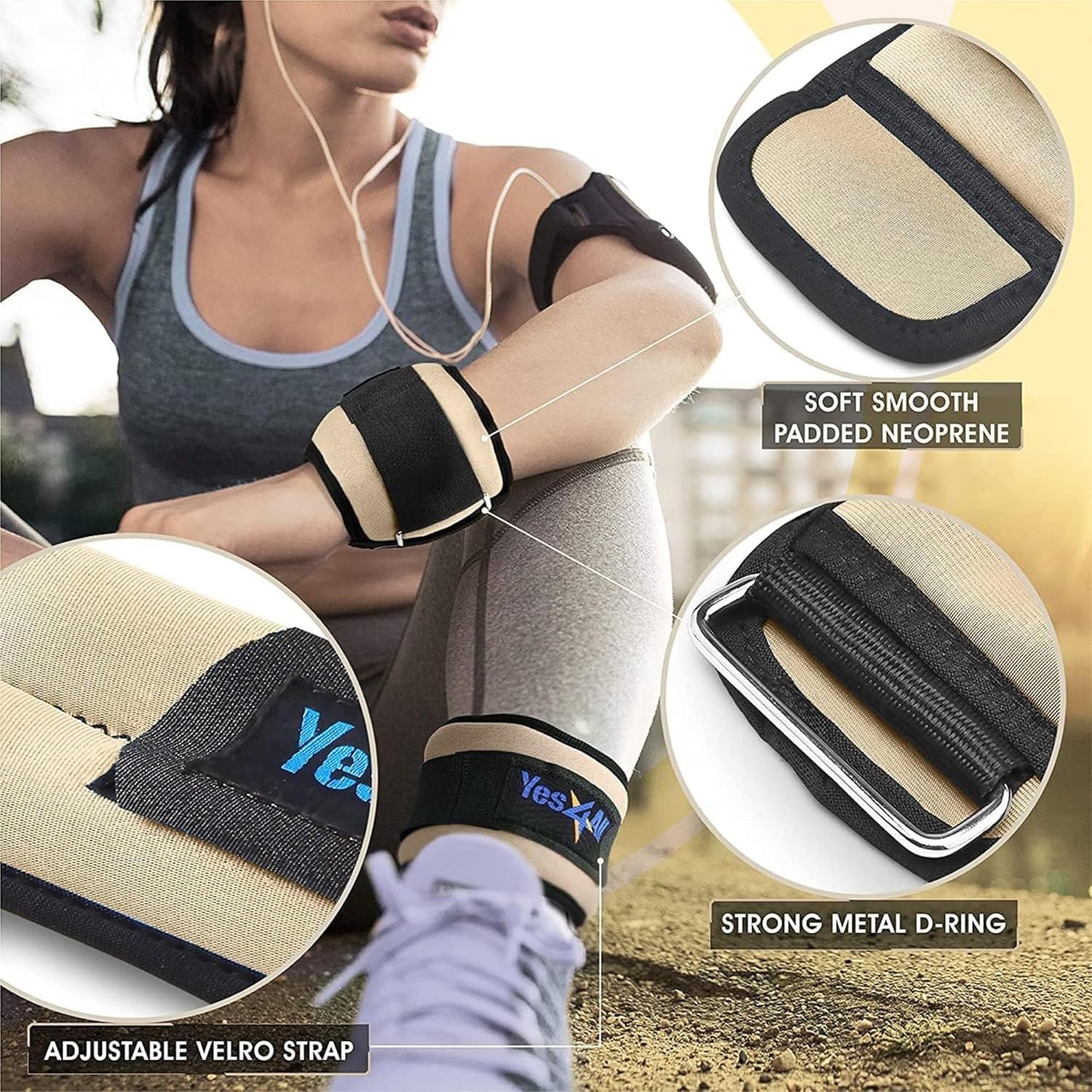 Yes4All Wrist & Ankle Weights Pair 1lb -10lbs, Adjustable Strap for Walking, Jogging, Pilates, Gym Fitness Workout for Women, Men