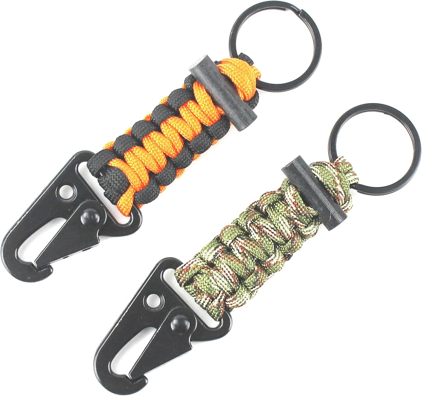Paracord Keychain Carabiner 2PCS Pack Survival Paracord Lanyard with Fire Starter