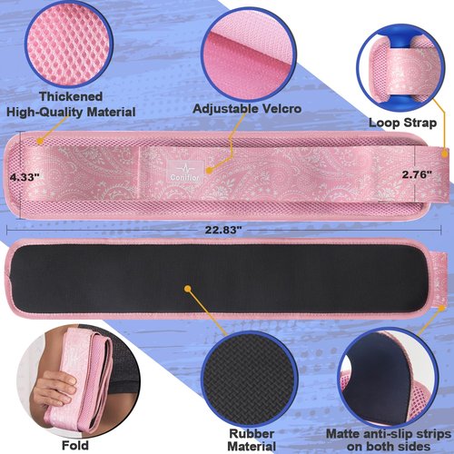 Coniflor Hip Thrust Belt with 3 Resistance Bands - Adjustable Fitness Belt for Dumbbells, Kettlebells, Plates - Support Up to 100 lbs - for Glute Workouts at Home Gym - Gifts Ideas for Women, Pink