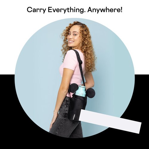 Corkcicle Crossbody Water Bottle Sling Bag - Adjustable Strap - Padded Interior Pocket - Fits 16 oz to 40 oz Tumblers - Summer Drinkware Gift - Black Minnie Mouse Ears