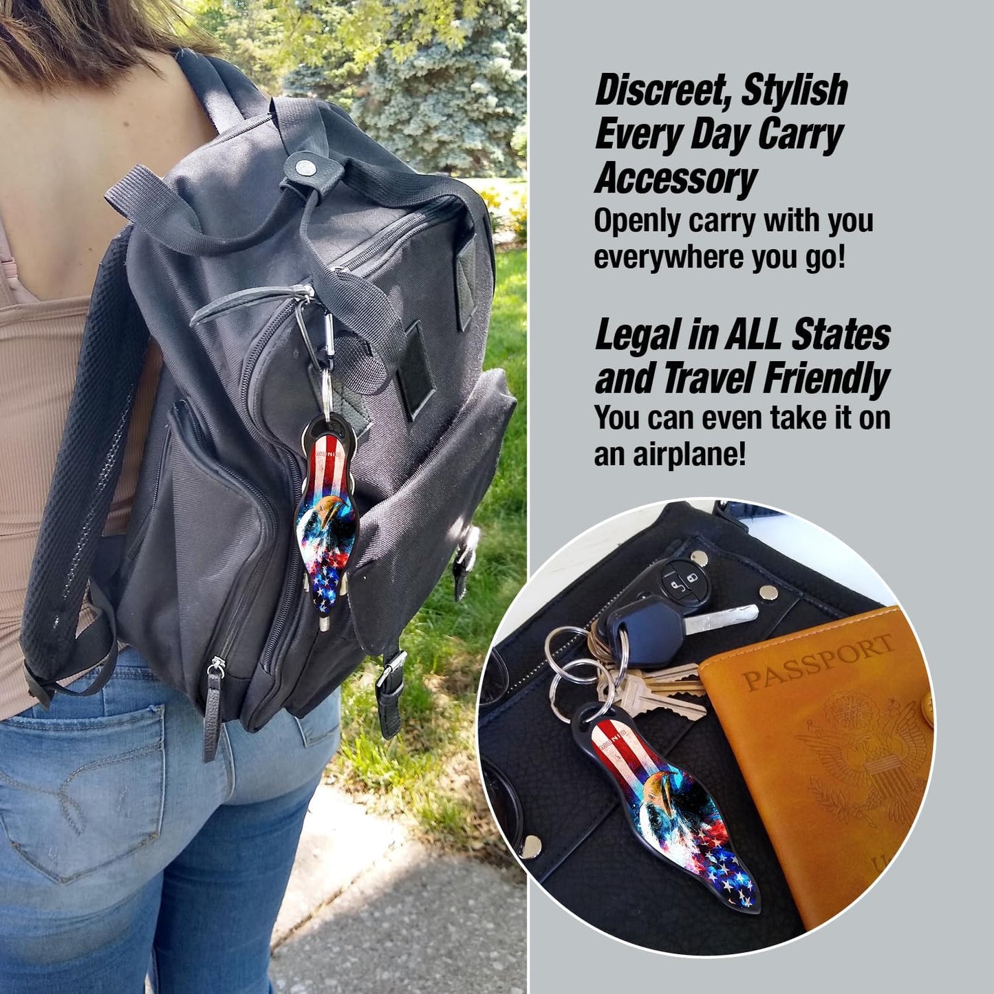 MUNIO Self Defense Keychain – Lightweight, Stylish & Portable Safety Tool for Women & Men – Non-Lethal Kubotan, Easy to Use, TSA Approved – Made in USA