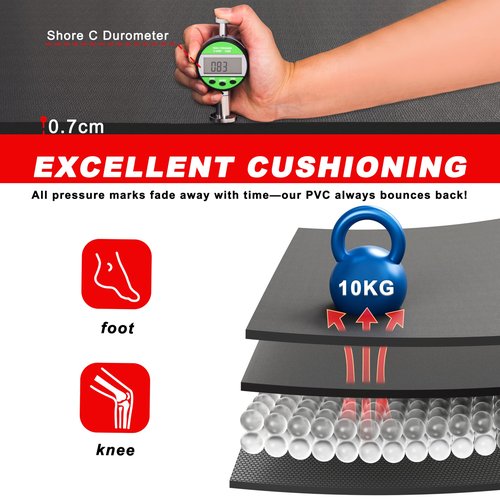 Cheete Extra Large Exercise Mat 6'x4'/7'x5'/6'x8'/6'x9'/6'x10'/6'x12'（7mm）, Gym Flooring for Home Gym,Thick Exercise Mats for Home Workout,Non-Slip,Extra Durable,High-Density Gym Mats for Jump Rope,Cardio
