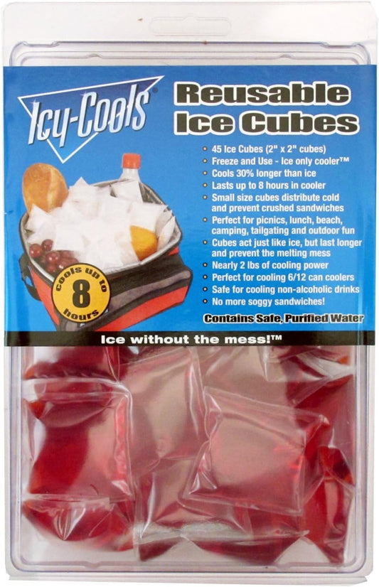 ICY‑COOLS Reusable Ice Cubes for Drinks, Coolers, and Lunch Boxes –135 Total (3 Packs of 45) Mess-Free, Non-Melting Alternative to Ice Cube Trays for Freezer, Purple