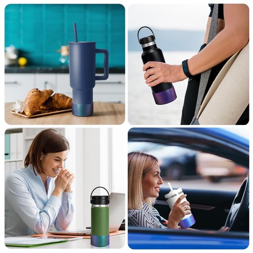 VIKIZUES Chameleon Gradient Matte Luster Silicone Boot, Compatible with Stanley Tumblers 20-40oz and 12-24oz Water Bottles with 2.8-3in Base, Anti-Slip Glitter Bottom Protector (Jungle Green)