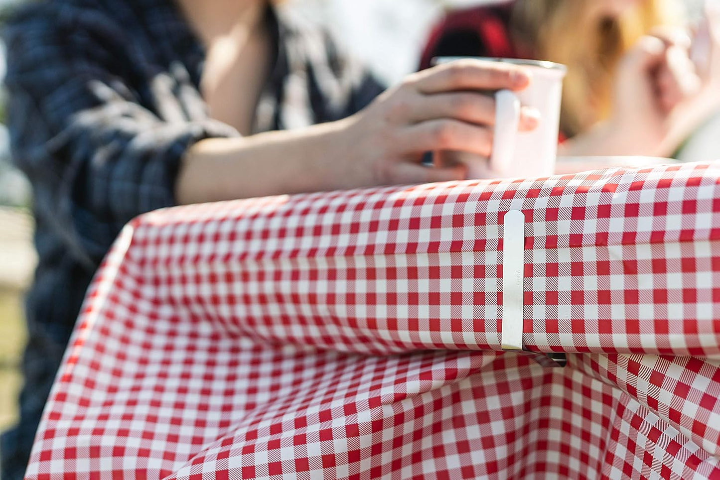 Stansport Picnic Table Cloth with Clamps Combo Pack - Rectangle - Polyurethane - Red White
