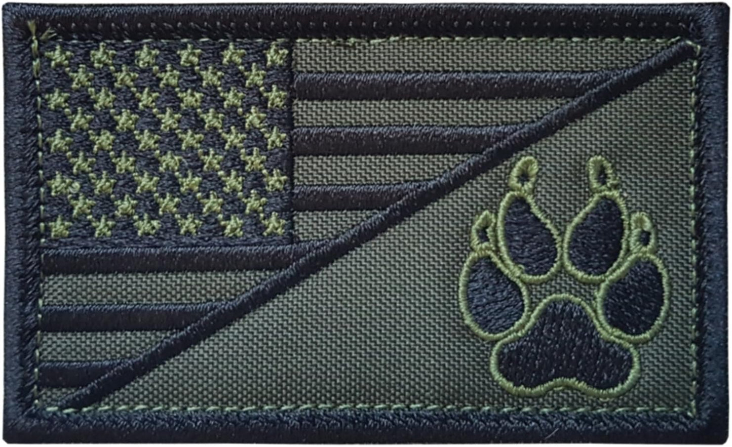 OD Green USA American Flag K-9 Dog Handler Morale Tactical Embroidery Hook Patch
