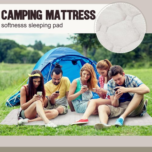 Threehoney 2 Pack Cot Mattress Topper Pad Quilted Foam Camping Single Soft Portable Sleeping Topper with Storage Bag Waterproof Non-Slip Bottom for Camp Cot Rv Bunk Narrow Twin Beds, 75 x 30 Inch