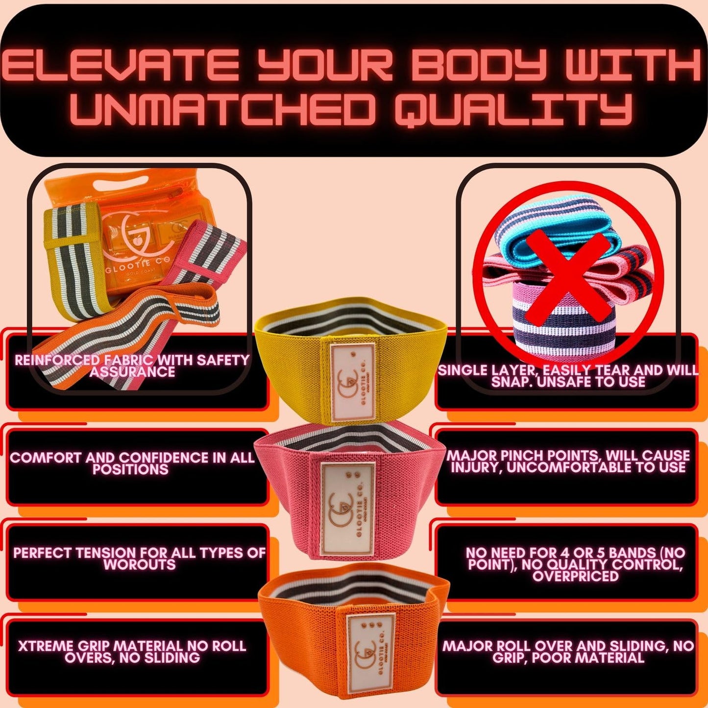 Fabric Resistance Bands for Working Out - Unbreakable Booty Bands Set - Exercise Bands for Resistance, Yoga, Pilates, Rehab and Home Workouts - Leg Workout for Women and Men