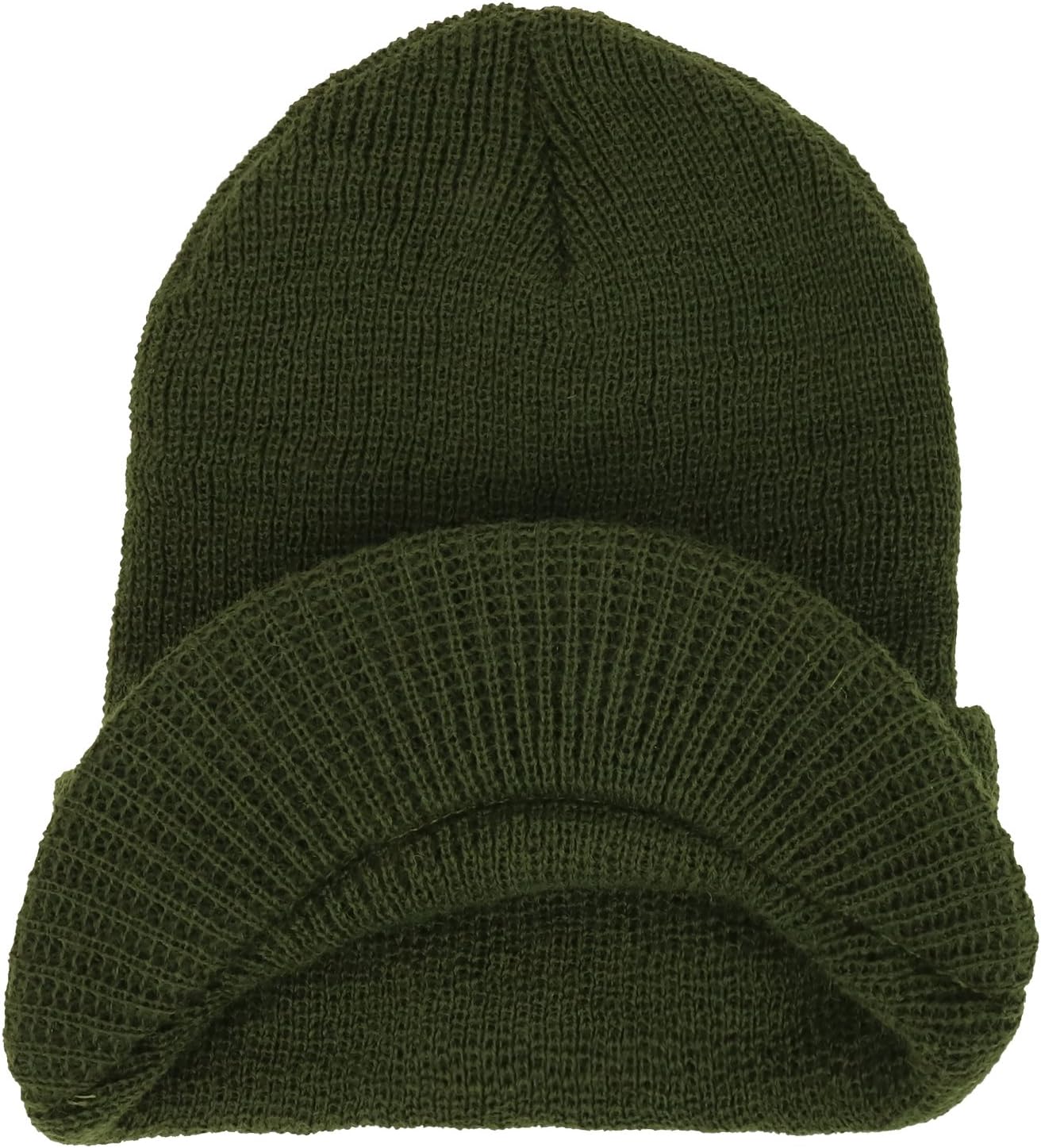 Armycrew Made in USA Government Issue Wool Ribbed Visor Beanie Cap