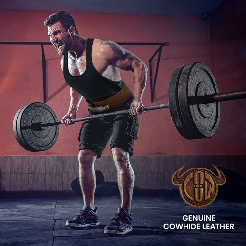 RDX Weight Lifting Belt Powerlifting, Approved By IPL and USPA, 10mm Thick 4" Leather Lumbar Back Support, Lever Buckle Equipment, Bodybuilding Deadlifts Squats Workout Men Women (Black White, Medium)