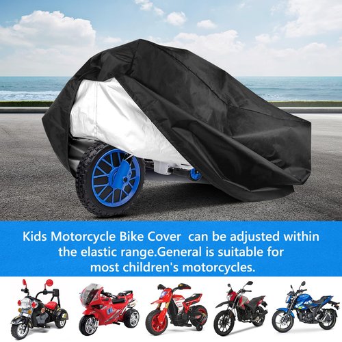 MUTUSHI Kids Motorcycle Bike Cover Heavy Craft Oxford Fabric Preschool Motorcycle Cover Waterproof Dustproof and UV Resistant 41" L x 25" W x 33" H Black