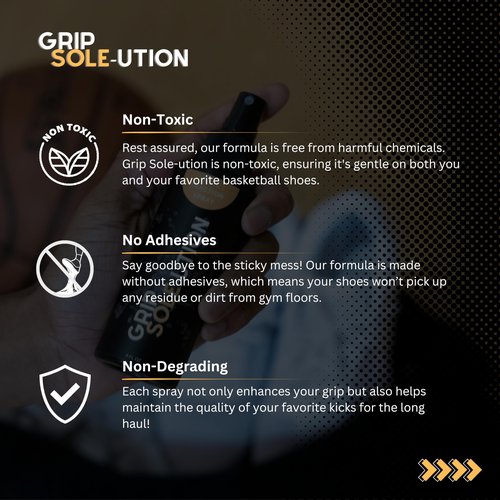 Grip Sole-ution Basketball Shoe Sole Grip Spray Spritz 4 oz - Protect Soles, Increase Traction, Cleans Rubber, Enhance Performance, Black