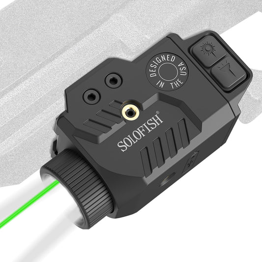Solofish 800lm Pistol Light Laser Combo with Adjustable Rail for Full Rail, Shockproof Green Laser Sight and Gun Light with Strobe Function, Rechargeable