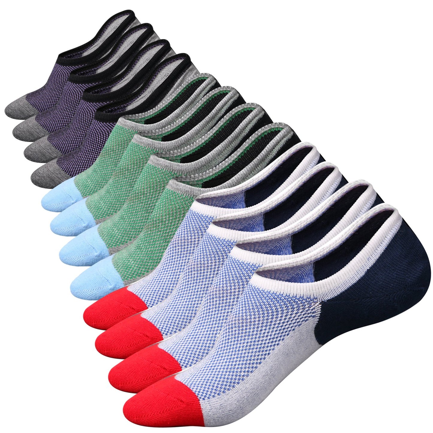 Mottee&Zconia No Show Socks for Mens Low Cut Ankle Invisible Non-Slip Casual Sports Athletic Cotton Socks 6Pairs Size L
