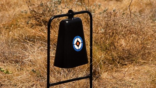 Do-All Outdoors Steel Cow Bell Shooting Plinking Target Rated for .22 Caliber , black