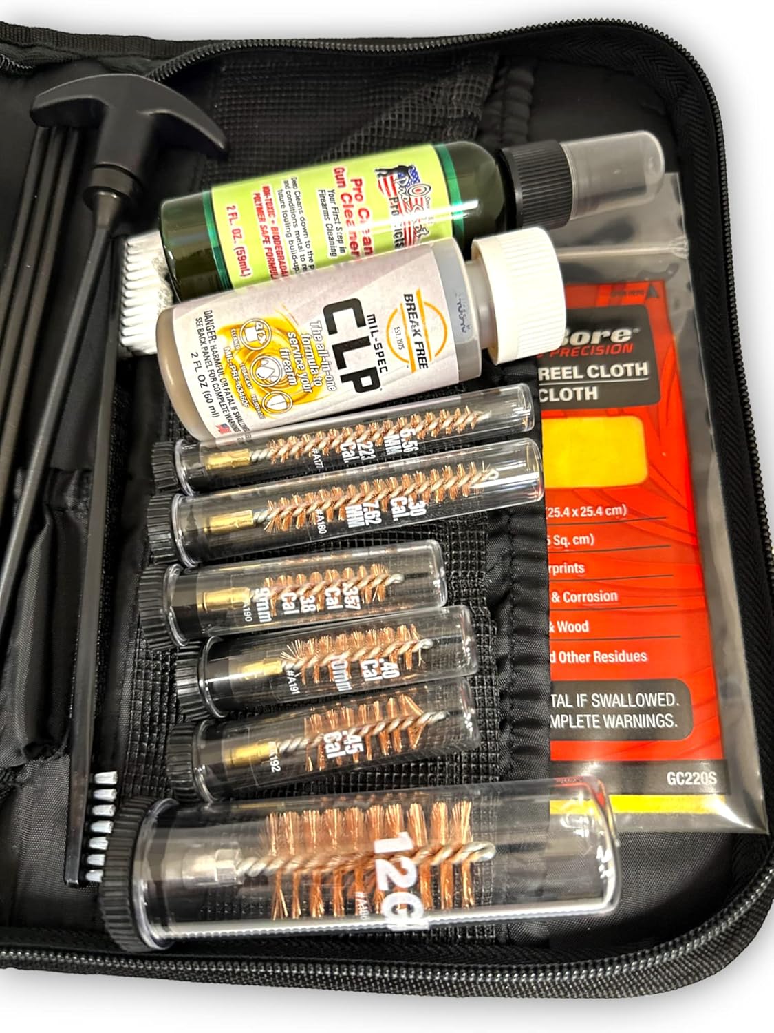 KleenBore Tactical Universal Weapons Cleaning System - 5-56mm - .30 Cal./ .308 Cal./ 7.62 /.300 Blackout AAC- 9mm - .40 Cal.- .45 Cal. - 12 GA Shotgun Complete Kit for Handguns, Rifles & Shotguns